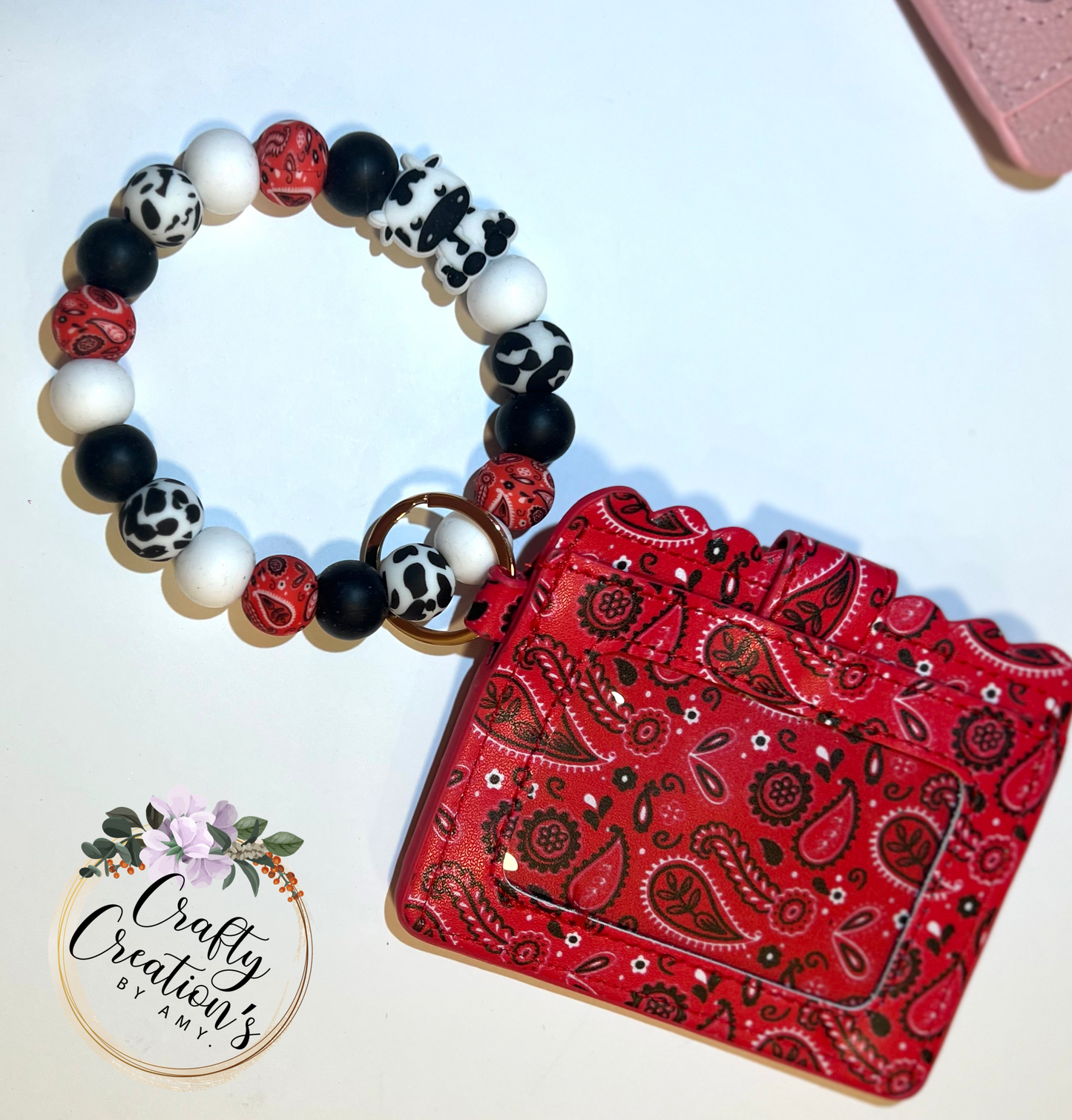 Cow and Red Bandana Wristlet Wallet Combo